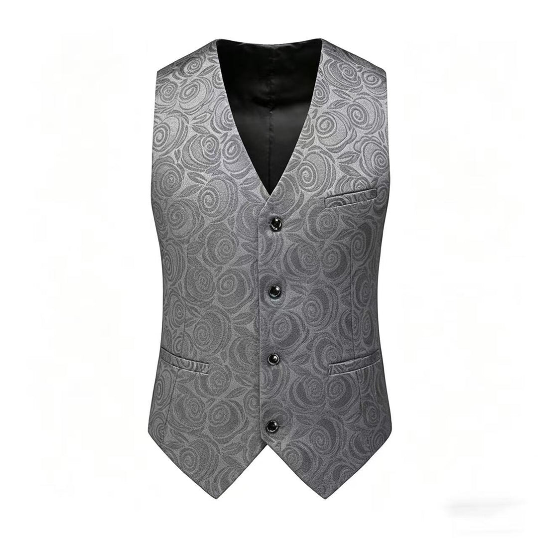 Men's jacquard vest with ornamental structure, pointed hem and satin back Mune Fashion
