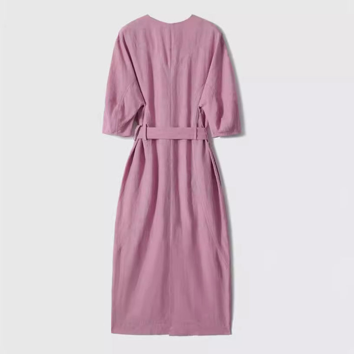 Women Elegant Midi Dress with Belt Mune Fashion