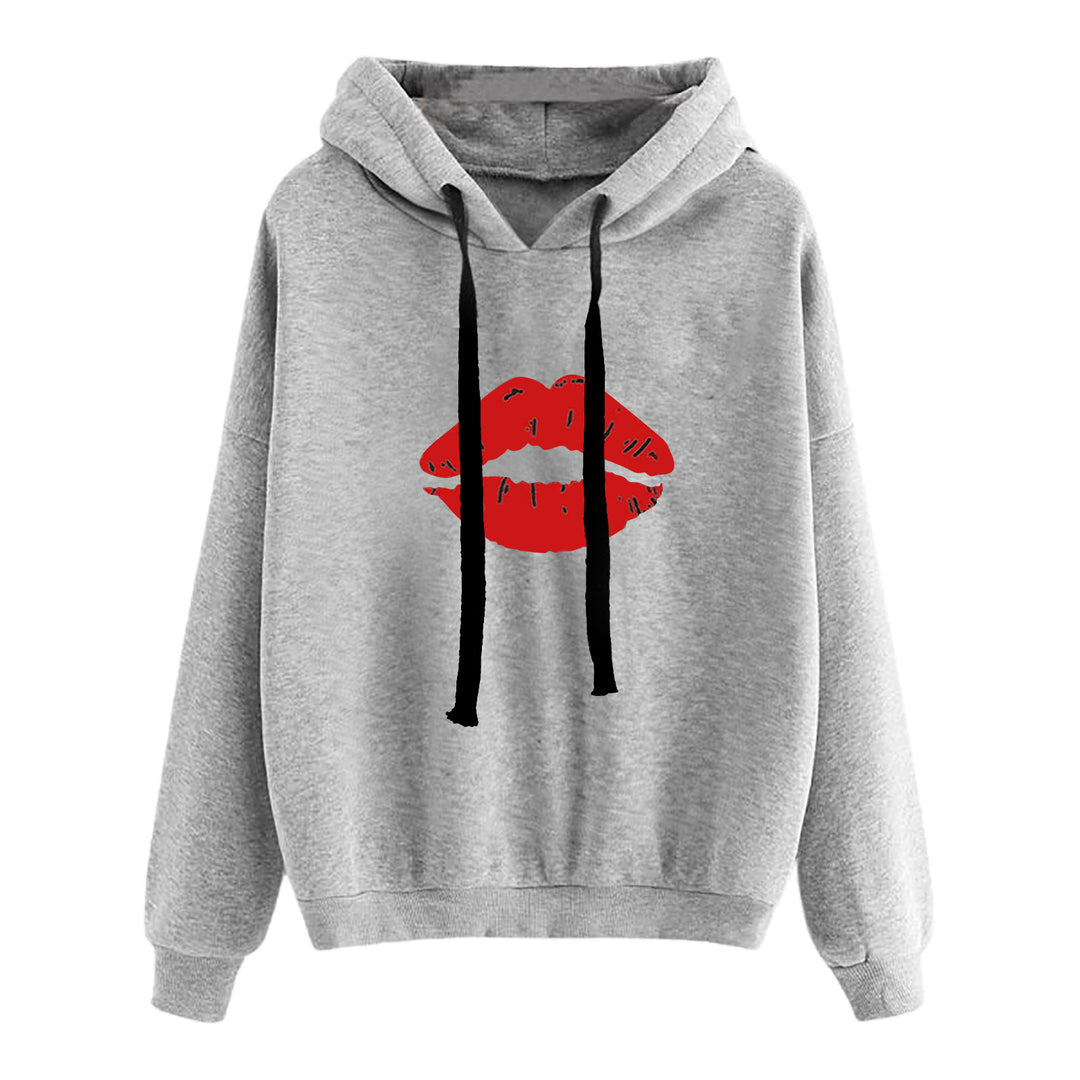 Women's casual oversized hoodie with heart and paw print, drawstring and ribbed cuffs Mune Fashion