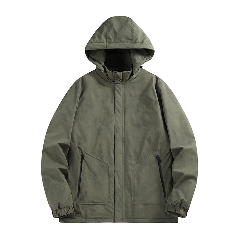 Men's Waterproof Hooded Softshell Jacket with Matted Surface and Concealed Zip Mune Fashion