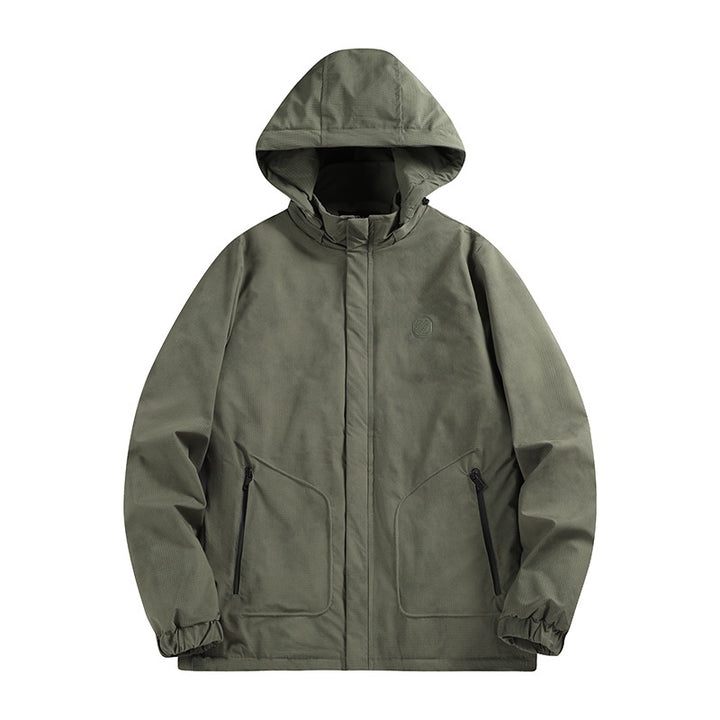 Men's Waterproof Hooded Softshell Jacket with Matted Surface and Concealed Zip Mune Fashion