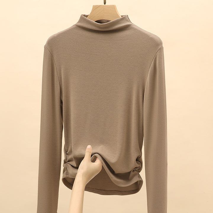 Women's Elegant Long Sleeve Top with High Collar Mune Fashion 1787620449
