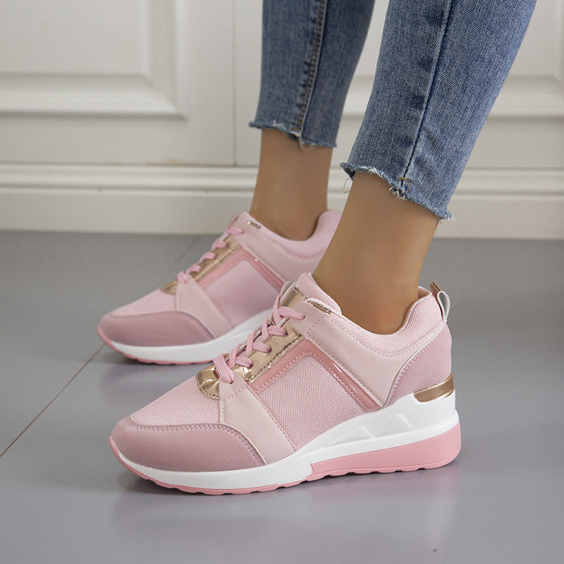 Ladies  wedge sneakers with perforated microfiber upper, padded heel cap and slip-resistant patterned sole Mune Fashion
