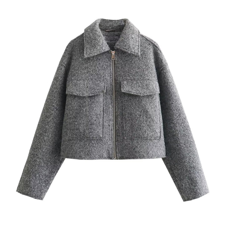 Women's Oversize Shacket made of wool blend with zipper and patch pockets Mune Fashion
