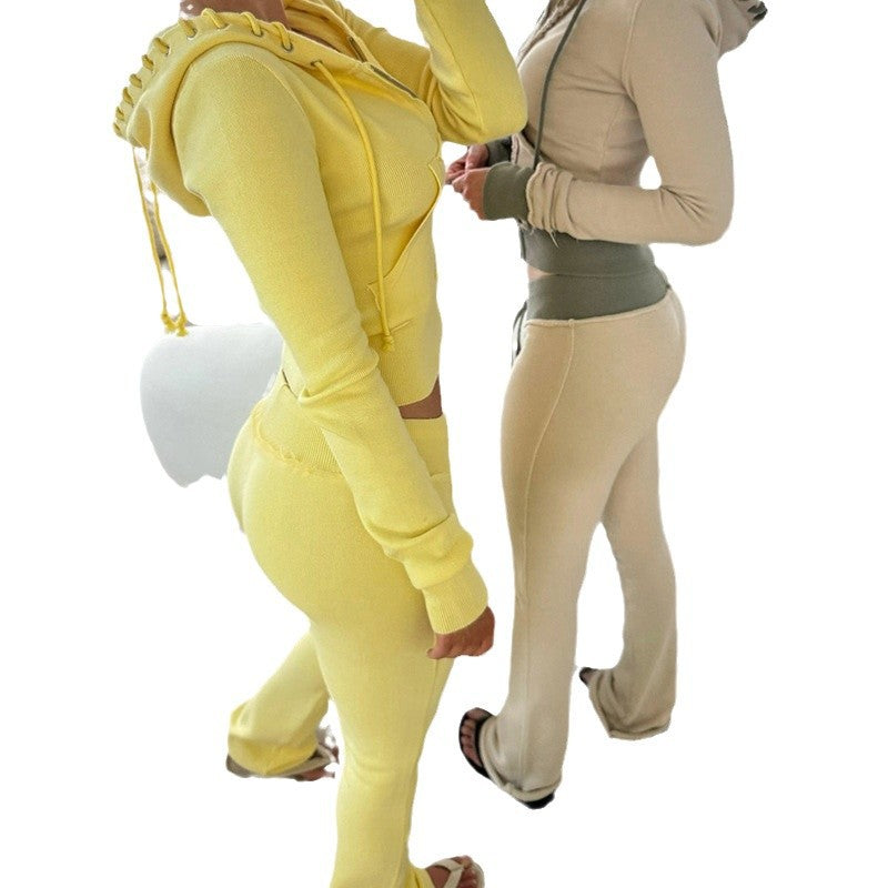 Women's tailored jersey flared lounge pants with drawstring, high comfort waistband, and side slip pockets Mune Fashion