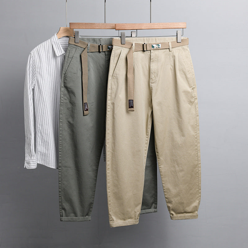 Men's cotton chino with woven belt and tapered leg Mune Fashion