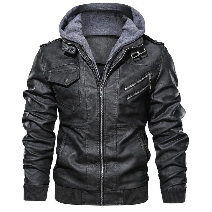 Men's Stylish Faux Leather Jacket with Removable Inner Fleece Mune Fashion