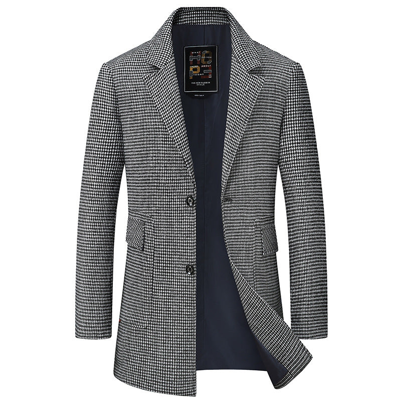 Men's transitional short coat in blazer style made of wool blend with houndstooth Mune Fashion