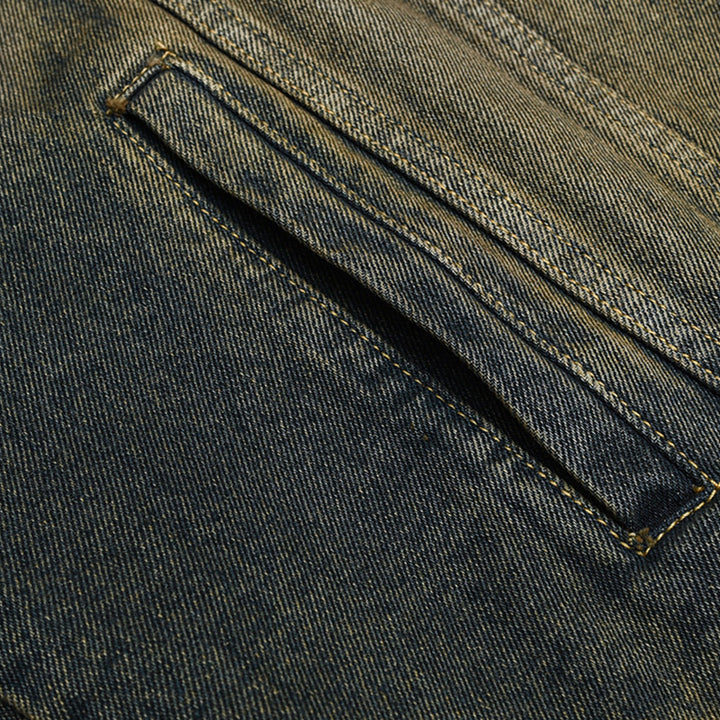 Unisex Oversized Jeans Jacket with Vintage-Washed Effect and Chest Pockets Mune Fashion