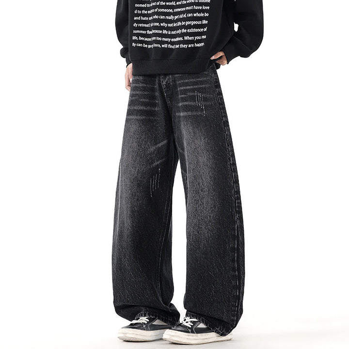 Men's Relaxed Wide-Leg Denim Pants with Extra Wide Leg and Vintage Fade Mune Fashion