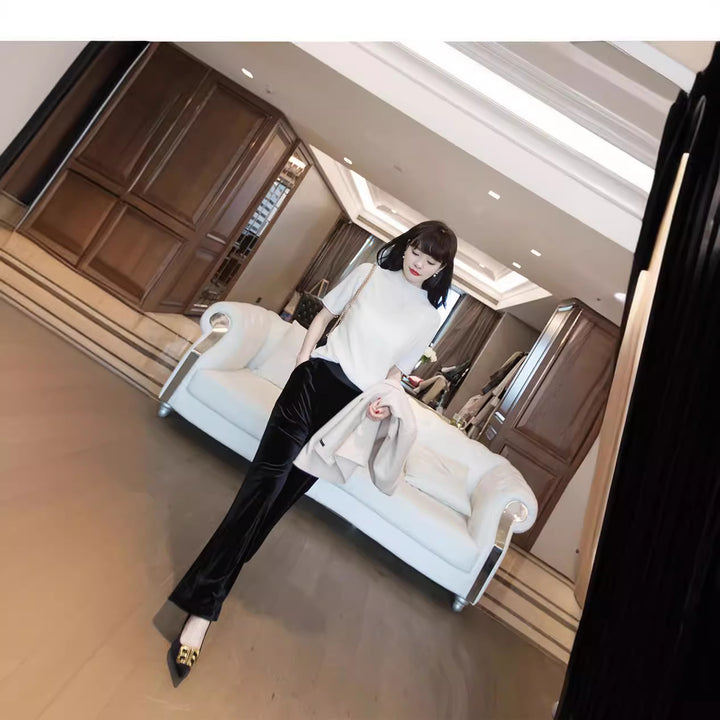 Women Elegant and Wide Pleated Fabric Pants Mune Fashion