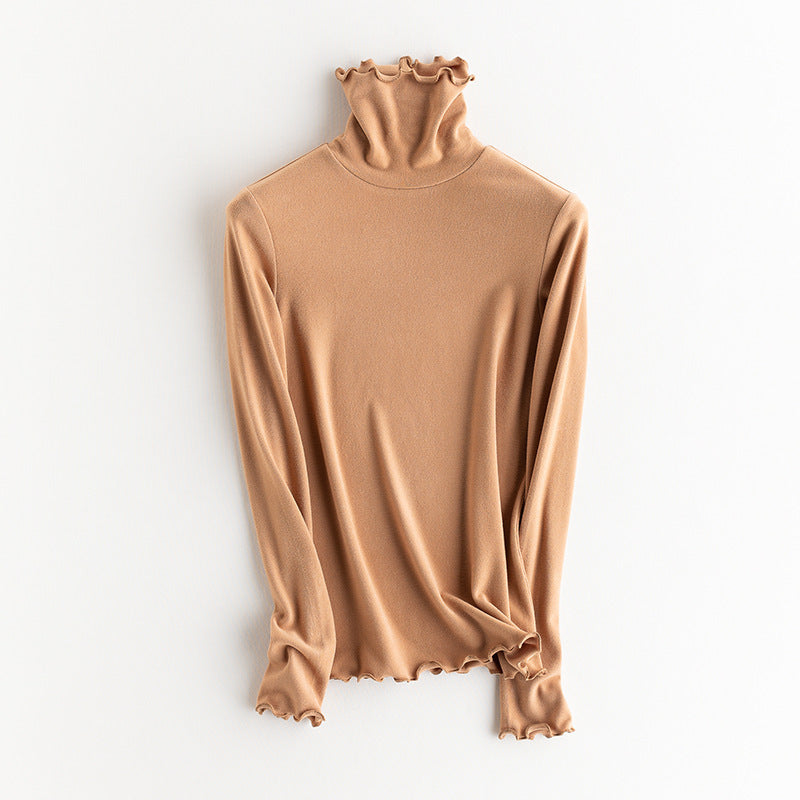 Ladies Fine Long Sleeve Shirt with Stand-up Collar made of Stretch Jersey, Body-hugging Silhouette Mune Fashion