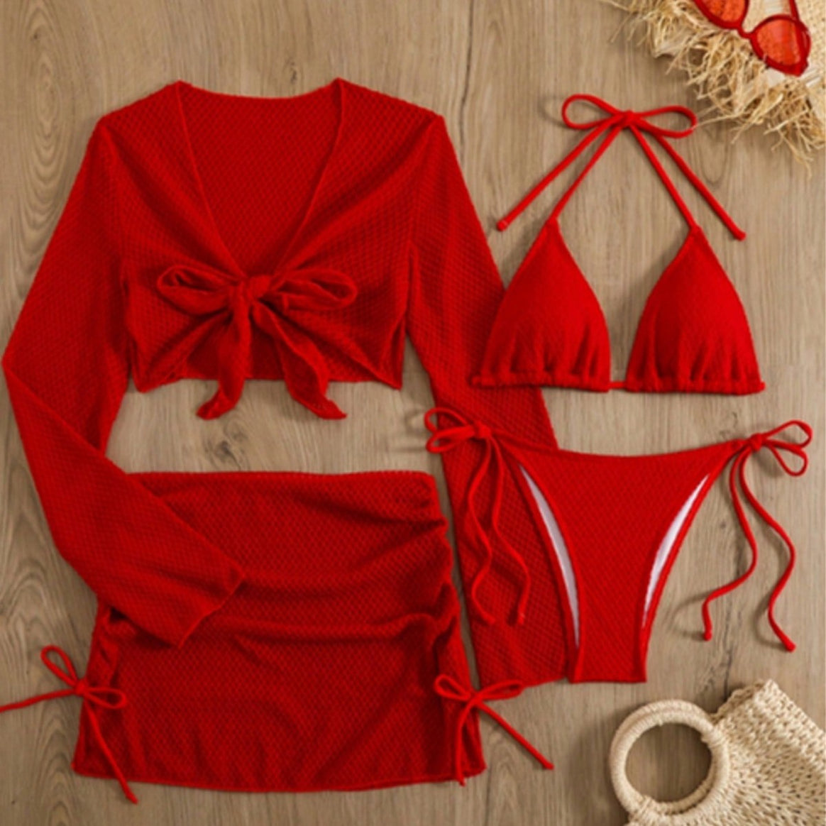 Women's bikini set with light mesh top and adjustable bottoms Mune Fashion
