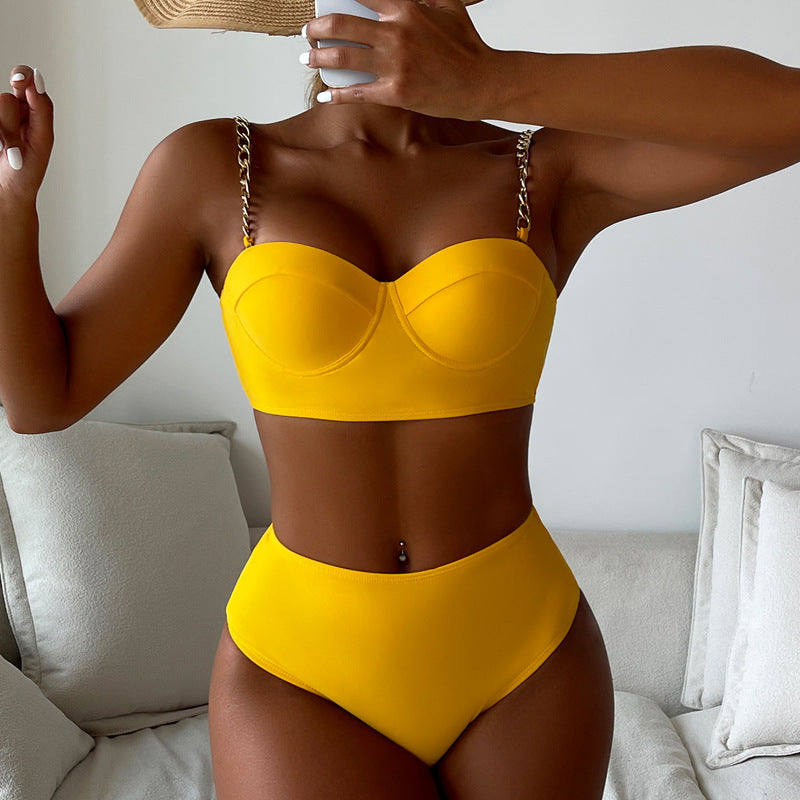 Women's Bustier Bikini with Fashionable Chain Straps Mune Fashion
