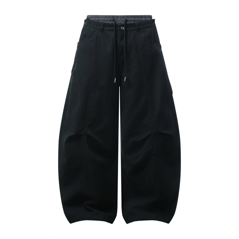 Unisex Wide Balloon Pants with Elastic Waistband, Drawstring, and Distinctive Seam Panels Mune Fashion