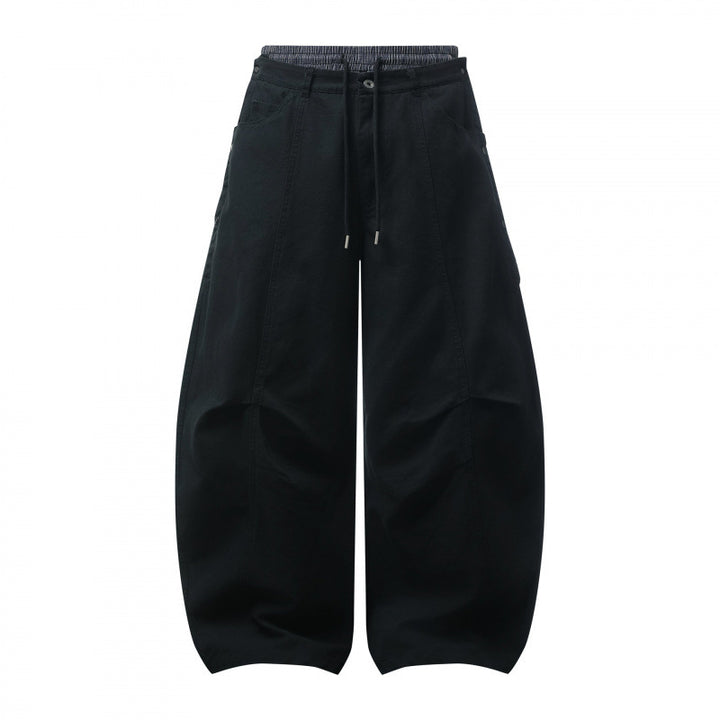 Unisex Wide Balloon Pants with Elastic Waistband, Drawstring, and Distinctive Seam Panels Mune Fashion