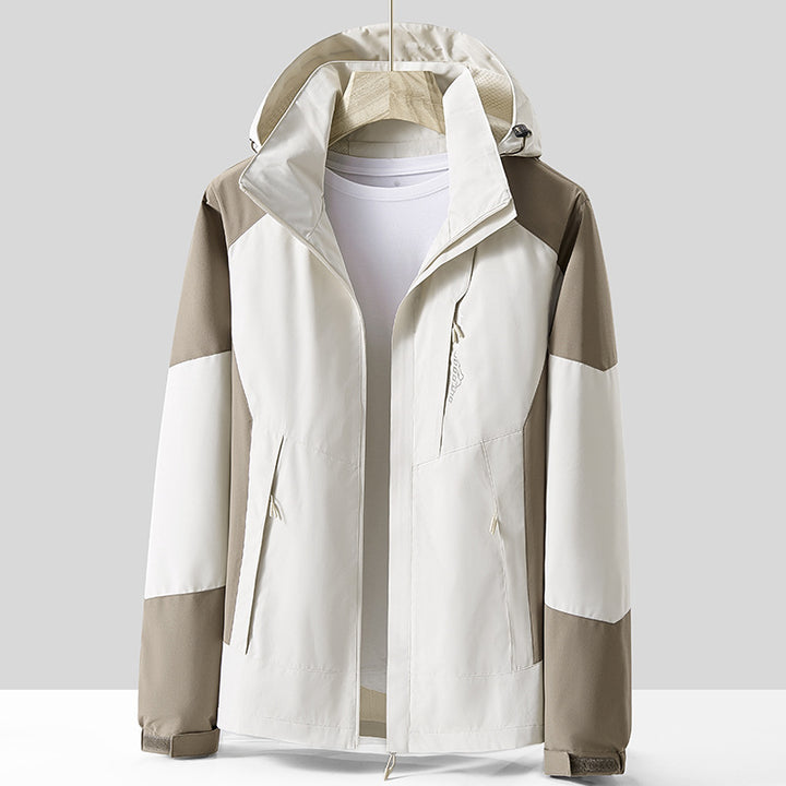 Unisex Breathable Softshell Outdoor Jacket in Colorblock Design with Adjustable Hood and Concealed Two-Way Zipper Mune Fashion