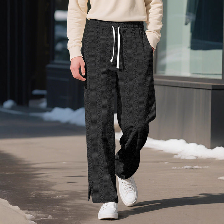 Men's loosely falling knit joggers with cable pattern and drawstring Mune Fashion