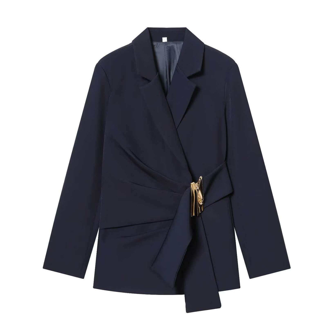Women's elegant High-Waist wide-leg suit trousers with flat waistband and concealed seam Mune Fashion