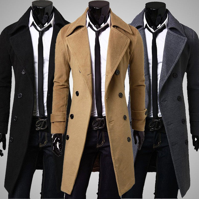 Men's elegant double-breasted coat with narrow tailoring and wide lapels Mune Fashion