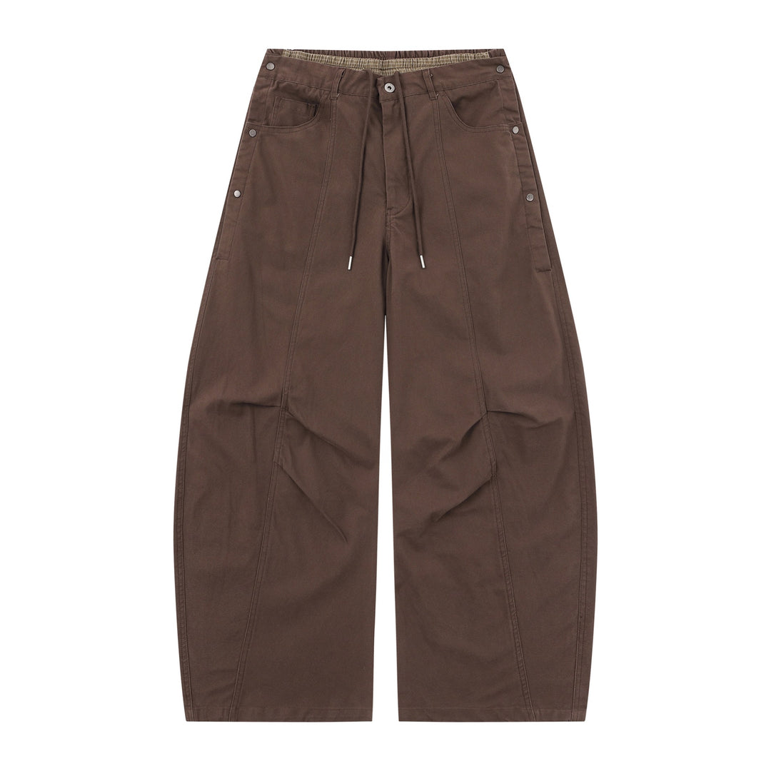 Women's Wide Culotte Trousers with Elastic Drawstring Waistband and Cargo Details Mune Fashion