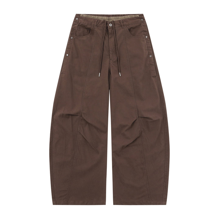 Women's Wide Culotte Trousers with Elastic Drawstring Waistband and Cargo Details Mune Fashion