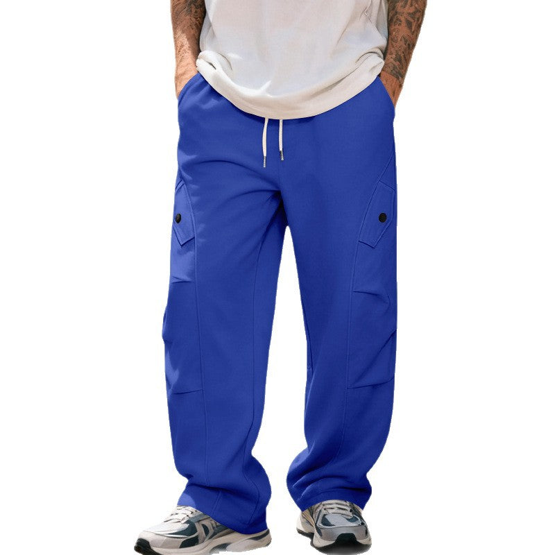 Men's wide cargo street pants with elastic drawstring waistband and functional flap pockets Mune Fashion