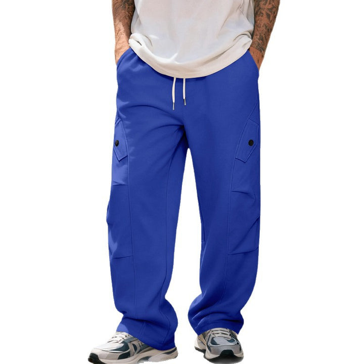 Men's wide cargo street pants with elastic drawstring waistband and functional flap pockets Mune Fashion