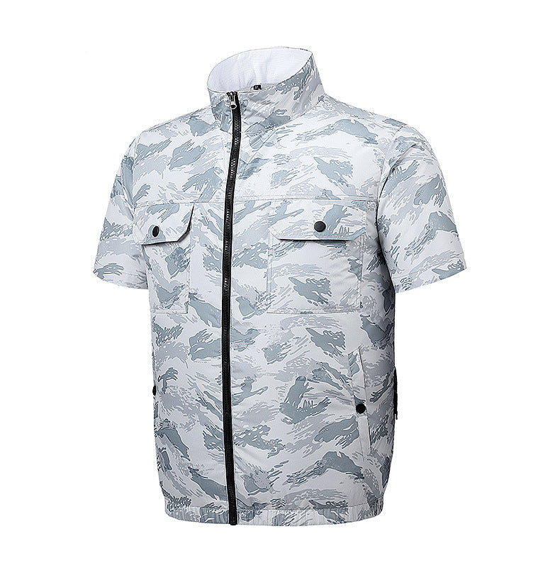 Men's lightweight short sleeve vest with stand-up collar, water-repellent nylon blend and zippered pockets Mune Fashion