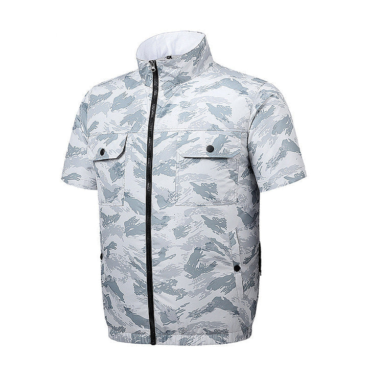 Men's lightweight short sleeve vest with stand-up collar, water-repellent nylon blend and zippered pockets Mune Fashion