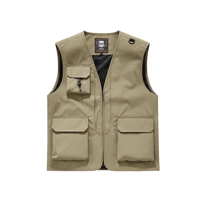 Men's Visible Multifunctional Utility Vest with Mesh Lining, Multiple Pockets and D-Ring Drun