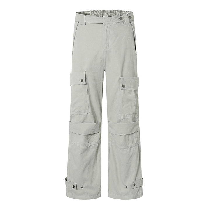 Women's wide cargo culotte pants with high waistband, elastic waistband fit, and multi-pocket Mune Fashion