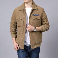 Men's cord work jacket in shirt jacket look with chest flap pockets and zipper Mune Fashion