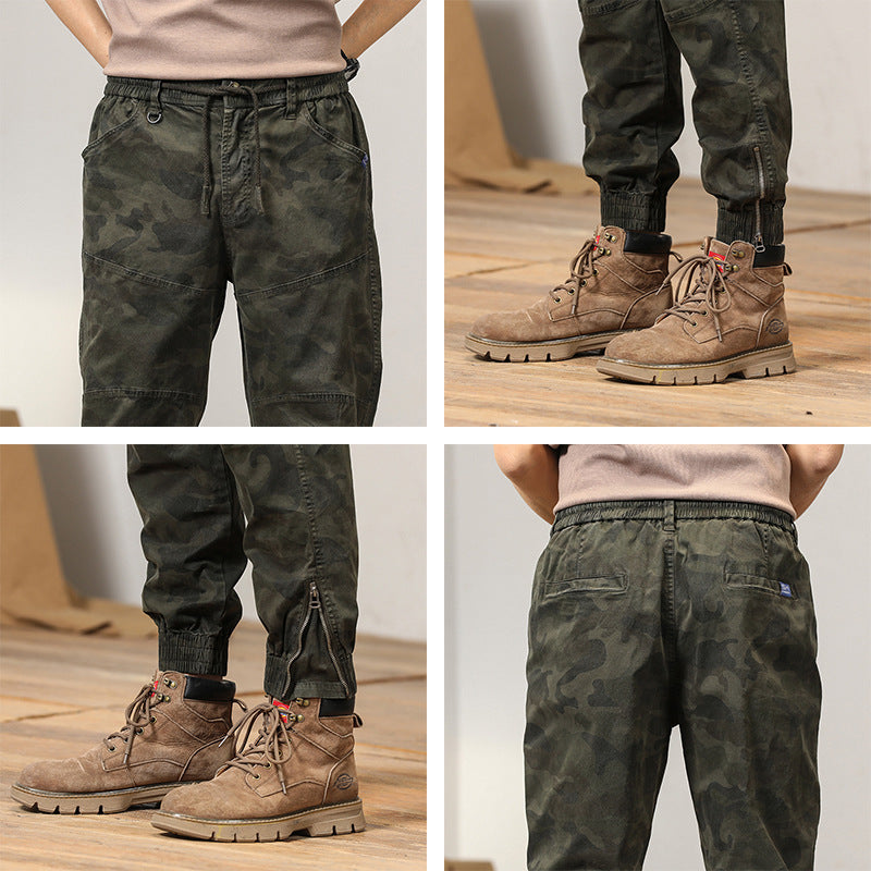 Men's Tactical Cargo Pants in Jogger Style with Knee Panels, Drawstring and Elastic Cuffs Mune Fashion