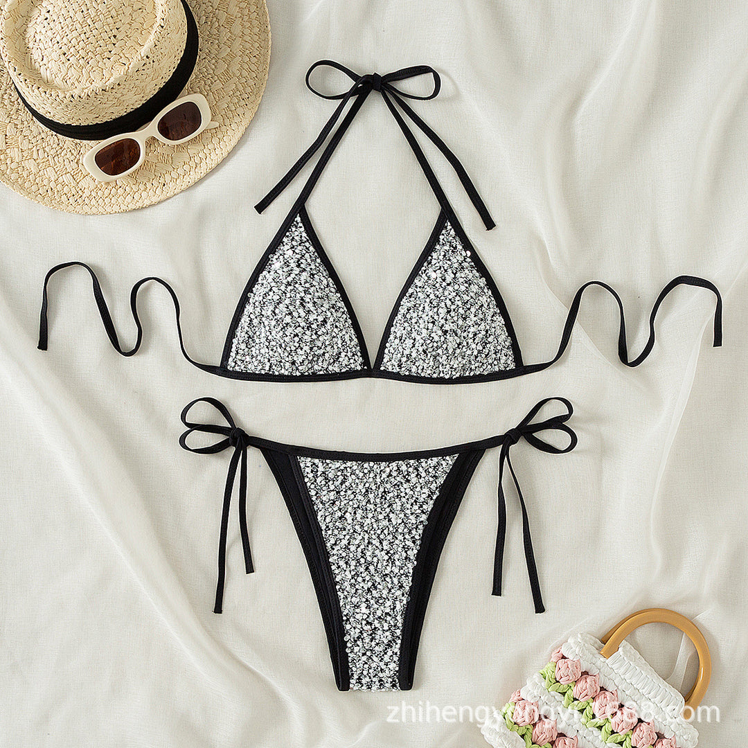 Women's Triangle Bikini with Sparkling Detail Mune Fashion