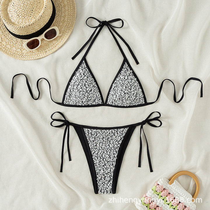 Women's Triangle Bikini with Sparkling Detail Mune Fashion