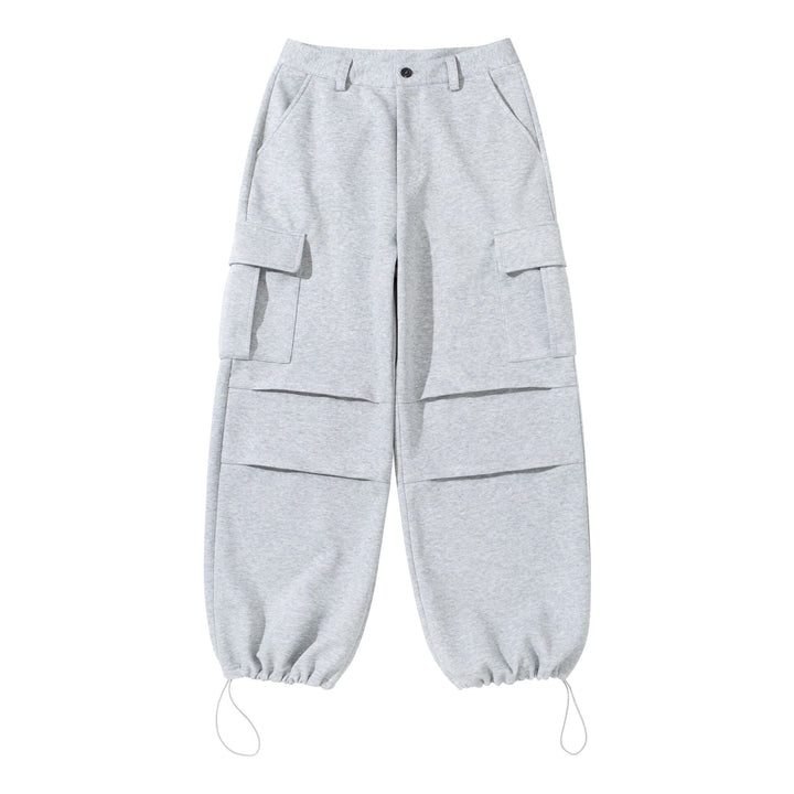 Women's cargo lounge pants with wide leg, flap pockets and drawstring hem Mune Fashion