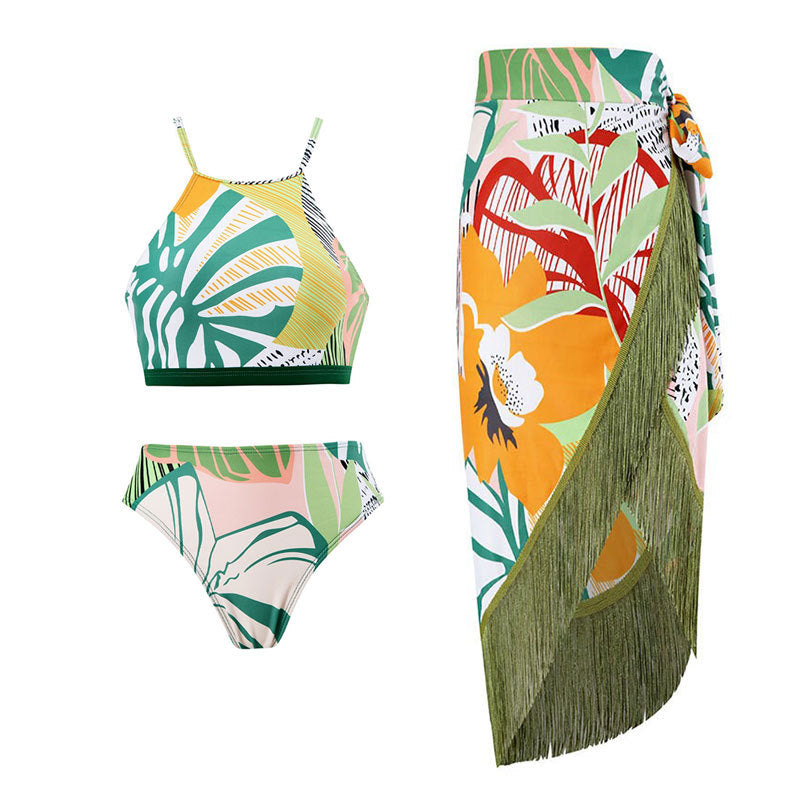 Women's bikini set with high-quality wrap skirt and fringed accents Mune Fashion