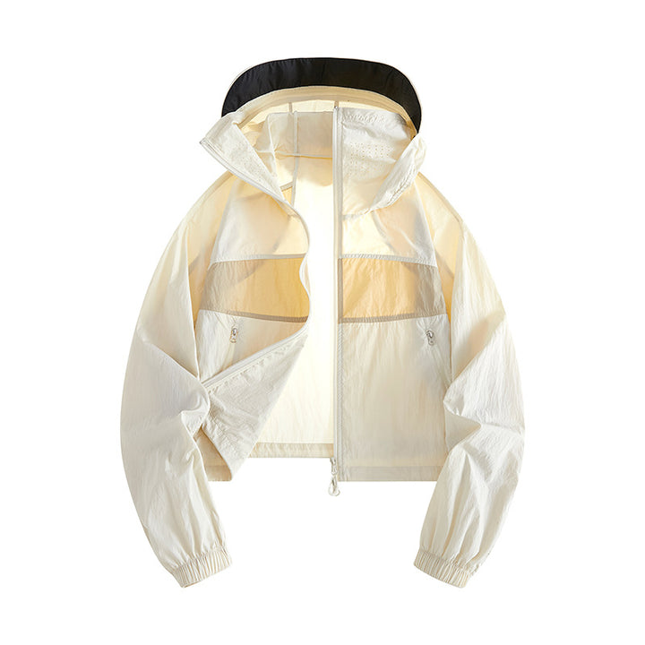 Women's Lightweight Windbreaker Jacket with Adjustable Hood