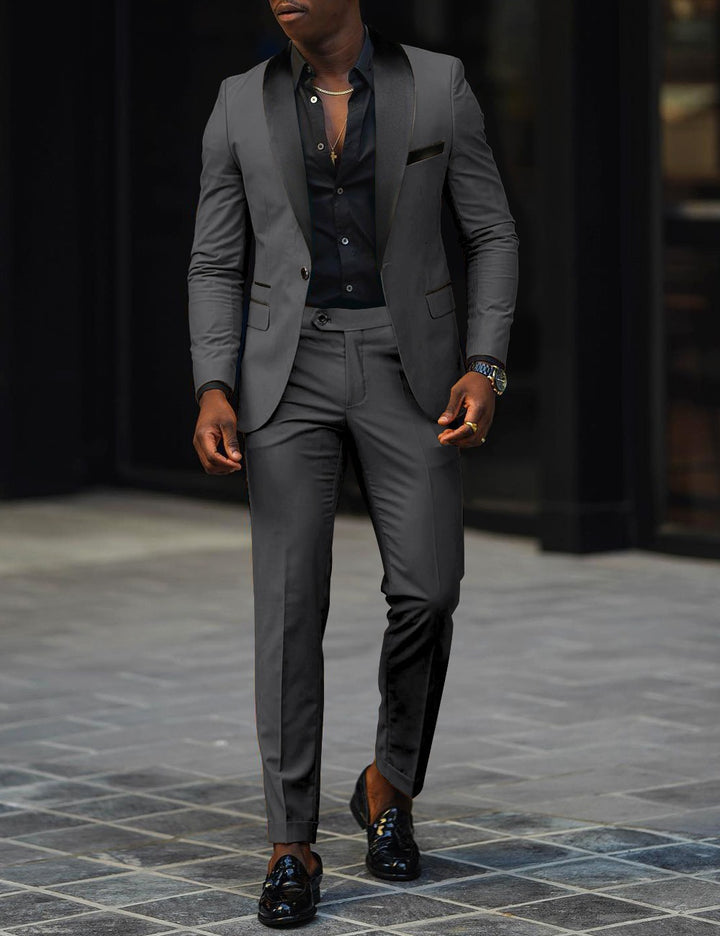 Men's narrow cut tuxedo with satin lapels and slim-fit trousers Mune Fashion