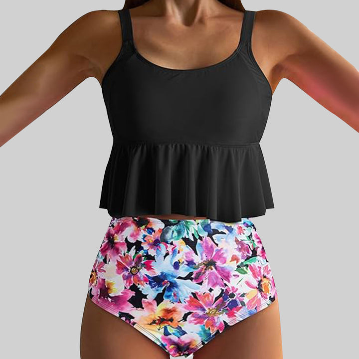Women's Swim Set with Playful Ruffle Design and High Waist Mune Fashion