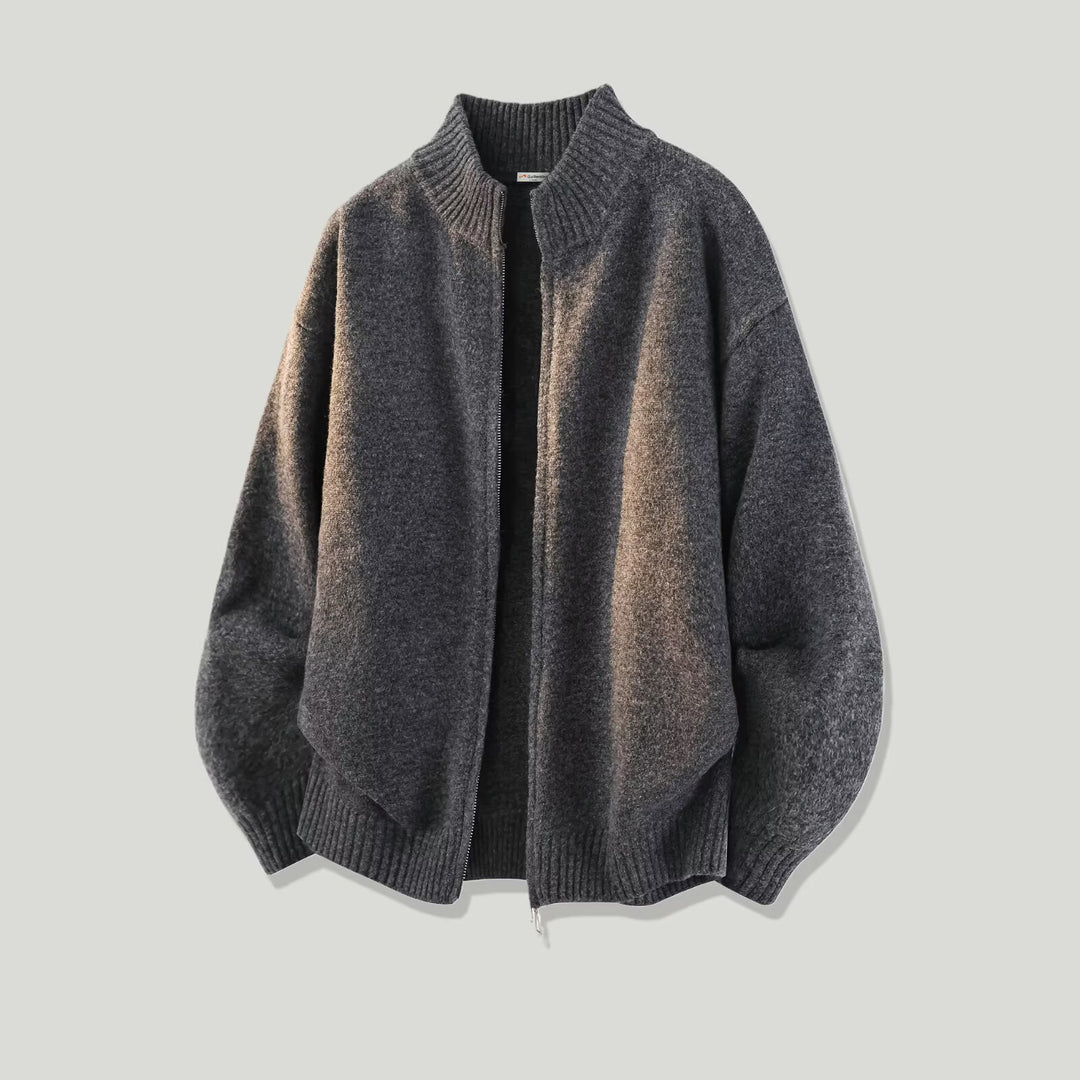 Women's Fashion Chunky Knit Cardigan with High Collar Mune Fashion