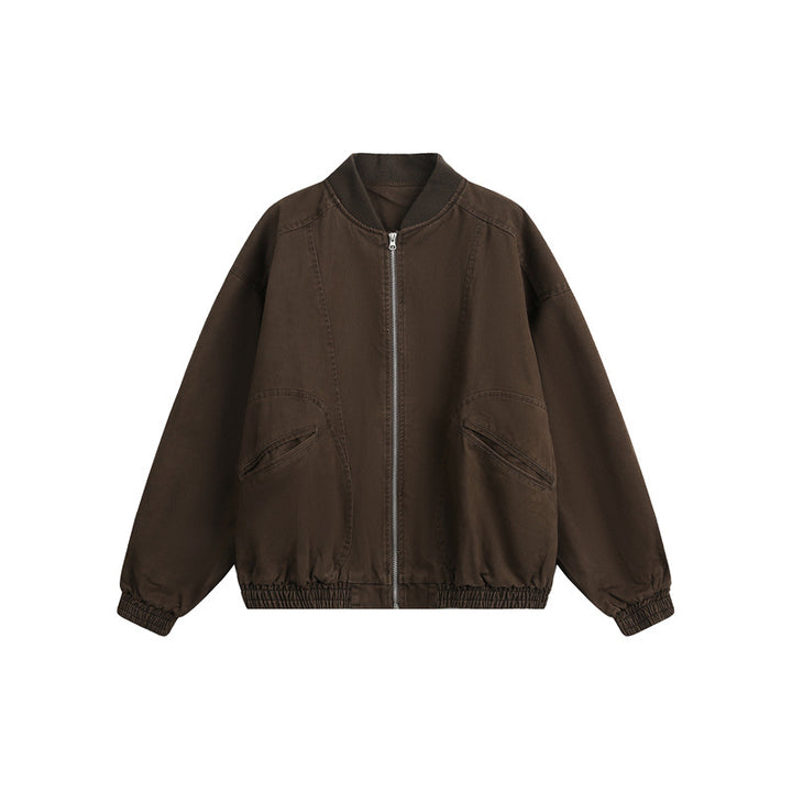 Unisex short-cut boxy bomber jacket made of cotton blend with zipper and elastic hem Mune Fashion
