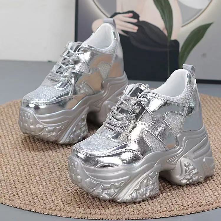 Women fashion chunky sneakers with high platform sole and breathable mesh upper Fashion