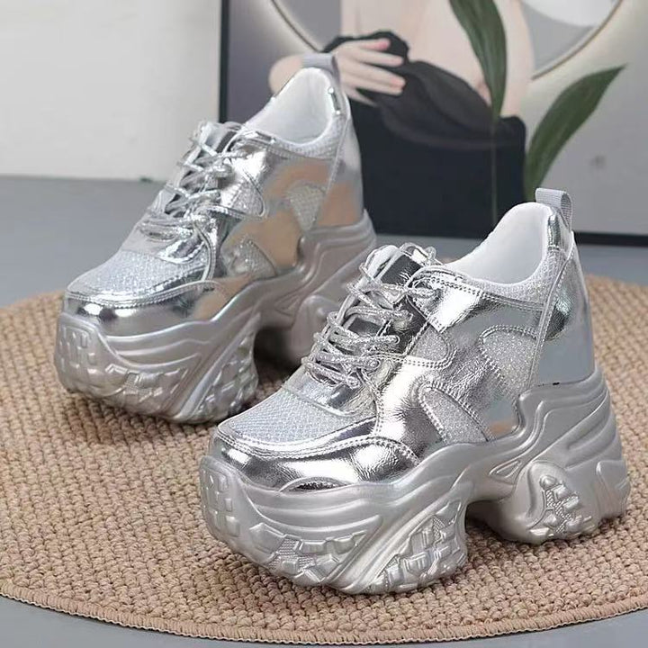 Women fashion chunky sneakers with high platform sole and breathable mesh upper Fashion