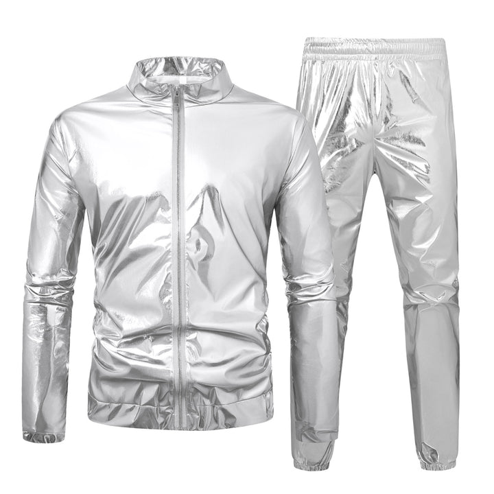 Men's nan bomber jacket with full zip, reflective metallic finish, and elastic cuffs Mune Fashion