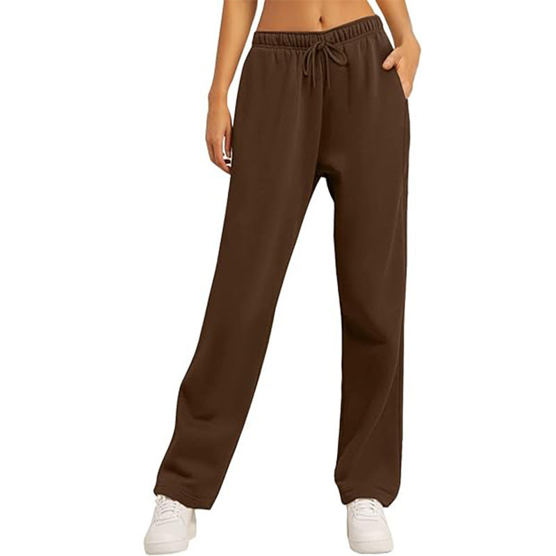 Ladies high-quality relaxed pants with a high waist, straight leg, and integrated side pockets Mune Fashion