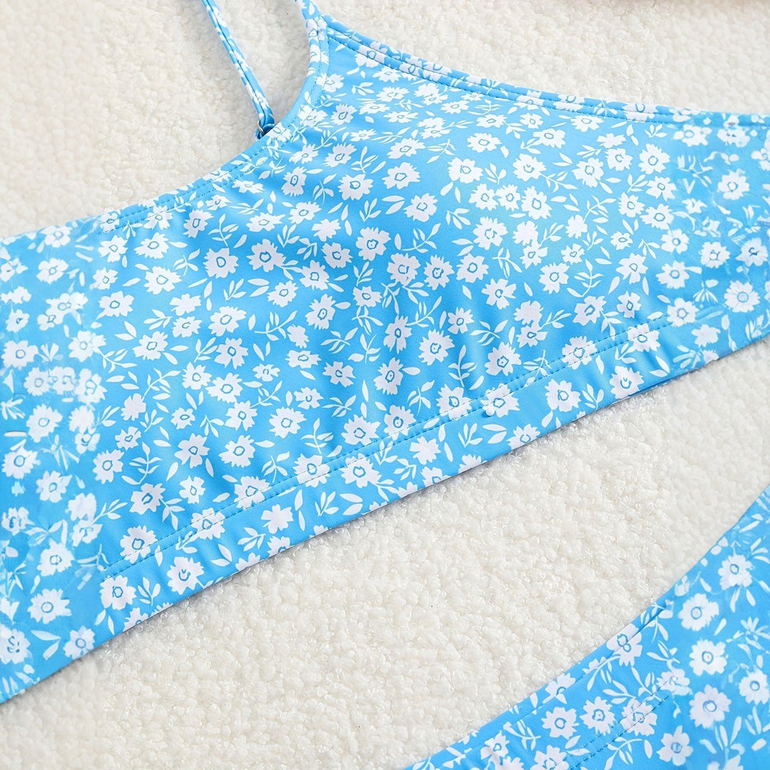 Women Floral High-Waist Bikini Mune Fashion