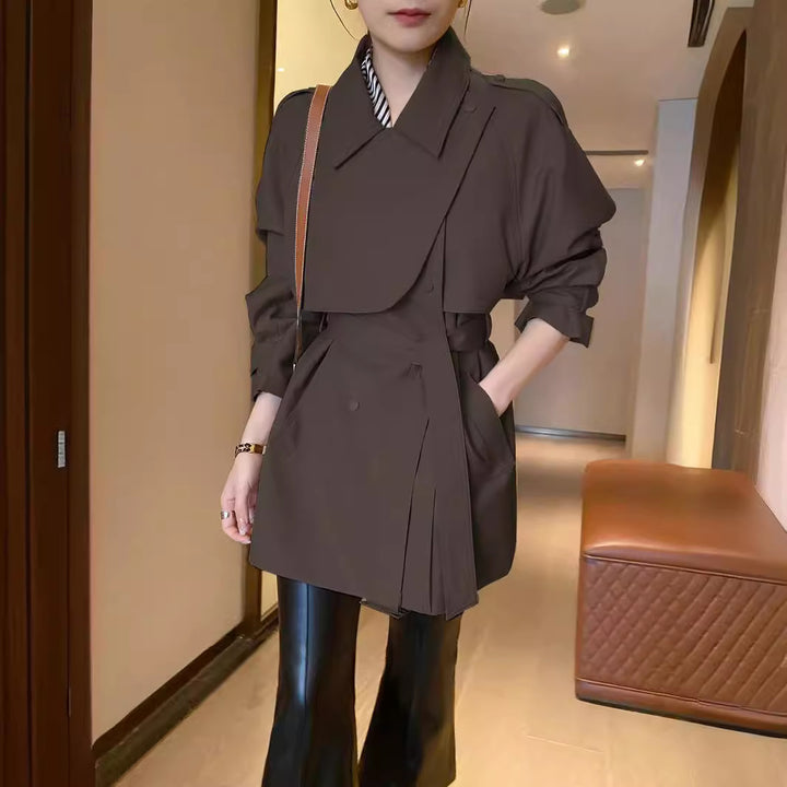 Women Modern Trench Coat with Waist Belt Mune Fashion