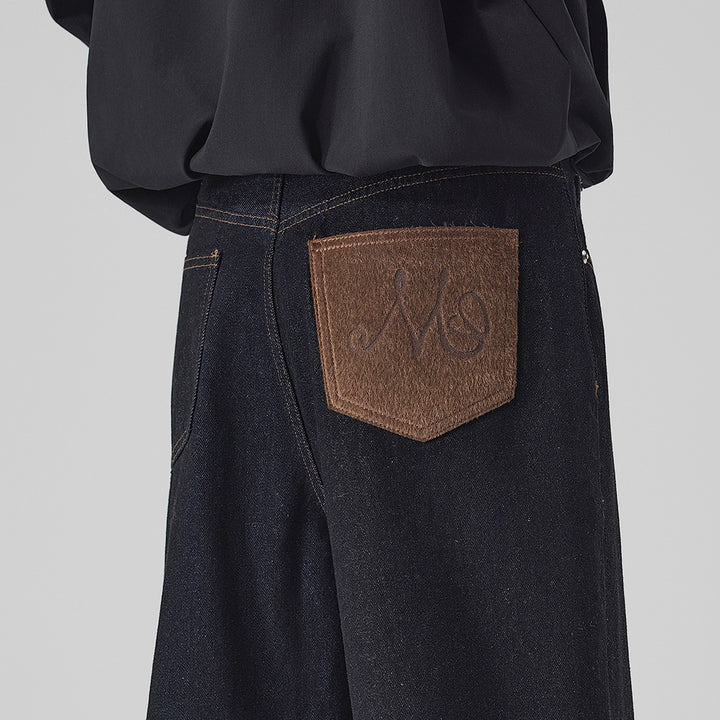 Men's Extra Wide Denim Pants with High Waist and Oversized Silhouette Mune Fashion